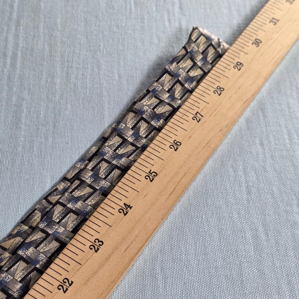 Barrington Mens Geometric Silk Blend Tie Blue Gold Tan Patterned Necktie